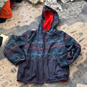 Zunie Navy Shark-Print Hooded Raincoat with Red Lining